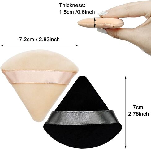 12 Pieces White Cosmetic Powder Puff,2.76 inch Portable Soft Sponge Setting Face Puffs,Triangle Velvet Powder Puff with Ribbon Band Handle for Loose Powder Body Powder Makeup Tool in Saudi Arabia