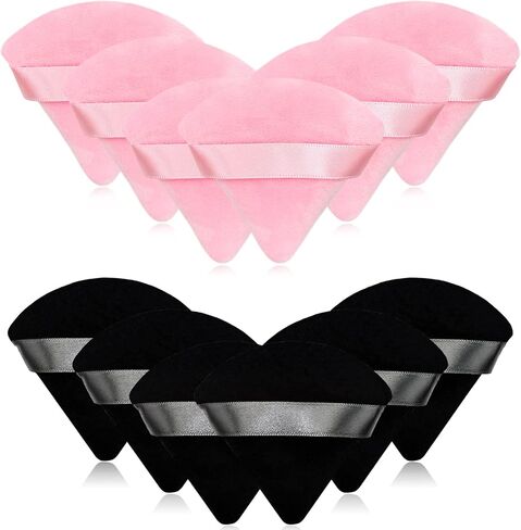 12 Pieces White Cosmetic Powder Puff,2.76 inch Portable Soft Sponge Setting Face Puffs,Triangle Velvet Powder Puff with Ribbon Band Handle for Loose Powder Body Powder Makeup Tool in Saudi Arabia
