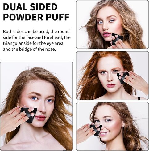 Sibba 2 Pieces Triangle Cosmetic Loose Powder Puffs Washable Reusable Soft Plush Foundation Sponge for Face Body Wet Dry Makeup Tool (2Pcs Black) in Kuwait