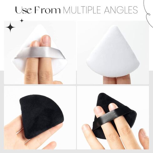 6 قطع من بودرة موتسو لبودرة الوجه، منتفخة مكياج مثلثة، منتفخة وجه مثلثة من القطيفة القطنية للإعداد والتحديد وتحت العينين والزوايا، حجم عادي 2.76 سم، مع حزام، أداة تجميل in Kuwait