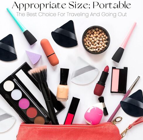 6 قطع من بودرة موتسو لبودرة الوجه، منتفخة مكياج مثلثة، منتفخة وجه مثلثة من القطيفة القطنية للإعداد والتحديد وتحت العينين والزوايا، حجم عادي 2.76 سم، مع حزام، أداة تجميل in Kuwait