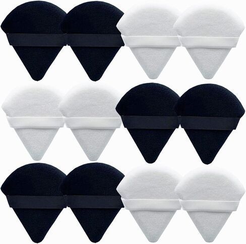 اسفنجة بودرة مخملية مثلثة الشكل من 12 قطعة، لمسحوق الوجه، اسفنجة مكياج مع زوايا مدببة للوصول الى منطقة تحت العينين والمناطق، قطيفة لنفخ مكياجك بدون عيوب. in Kuwait