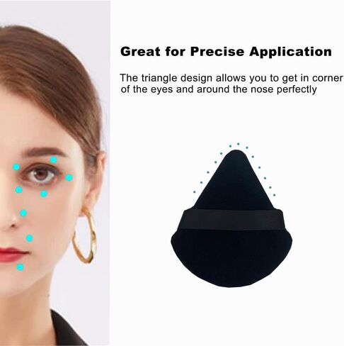 اسفنجة بودرة مخملية مثلثة الشكل من 12 قطعة، لمسحوق الوجه، اسفنجة مكياج مع زوايا مدببة للوصول الى منطقة تحت العينين والمناطق، قطيفة لنفخ مكياجك بدون عيوب. in Kuwait