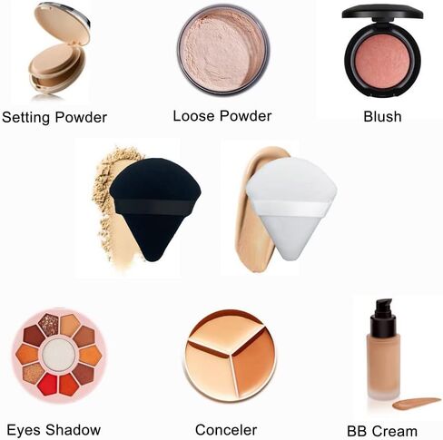 اسفنجة بودرة مخملية مثلثة الشكل من 12 قطعة، لمسحوق الوجه، اسفنجة مكياج مع زوايا مدببة للوصول الى منطقة تحت العينين والمناطق، قطيفة لنفخ مكياجك بدون عيوب. in Kuwait