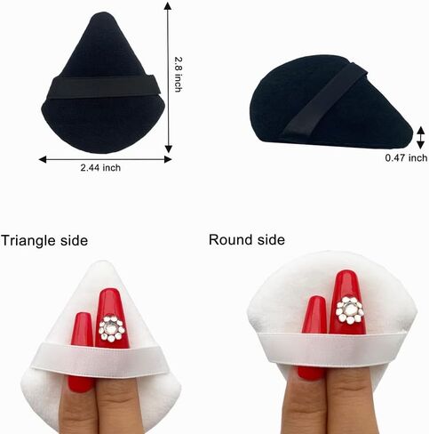 اسفنجة بودرة مخملية مثلثة الشكل من 12 قطعة، لمسحوق الوجه، اسفنجة مكياج مع زوايا مدببة للوصول الى منطقة تحت العينين والمناطق، قطيفة لنفخ مكياجك بدون عيوب. in Kuwait