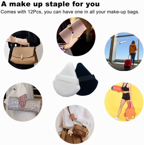 اسفنجة بودرة مخملية مثلثة الشكل من 12 قطعة، لمسحوق الوجه، اسفنجة مكياج مع زوايا مدببة للوصول الى منطقة تحت العينين والمناطق، قطيفة لنفخ مكياجك بدون عيوب. in Kuwait