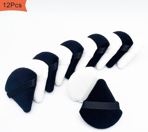 اسفنجة بودرة مخملية مثلثة الشكل من 12 قطعة، لمسحوق الوجه، اسفنجة مكياج مع زوايا مدببة للوصول الى منطقة تحت العينين والمناطق، قطيفة لنفخ مكياجك بدون عيوب. in Kuwait