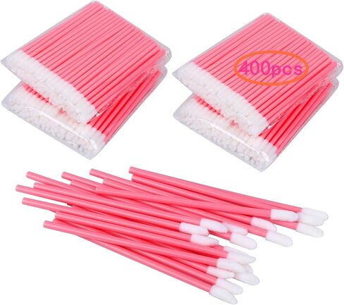 400PCS Disposable Lip Brushes Lip Gloss Applicators Make Up Brush Lipstick Lip Gloss Wands Makeup Applicators Brushes Applicator Tool Makeup Beauty Tool Kits Disposable Lip Brushes Tool Kits Pink in Saudi Arabia