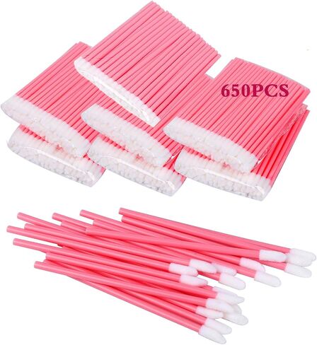 650PCS Disposable Lip Gloss Applicators Make Up Brush Lipstick Wands Makeup Applicators Brushes Applicator Tool Makeup Beauty Tool Kits Disposable Lip Brushes Tool Kits Pink in Saudi Arabia