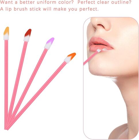 650PCS Disposable Lip Gloss Applicators Make Up Brush Lipstick Wands Makeup Applicators Brushes Applicator Tool Makeup Beauty Tool Kits Disposable Lip Brushes Tool Kits Pink in Saudi Arabia