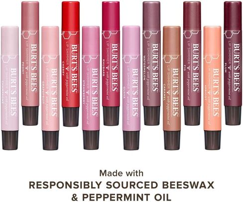 Burt's Bees Shimmer Lip Tint Stocking Stuffers Set, Tinted Lip Balm Stick, Moisturizing for All Day & Lip Tint Balm, Red Dahlia, 2-Pack, Hydrating Shea Butter for a Natural Looking Buildable in Saudi Arabia
