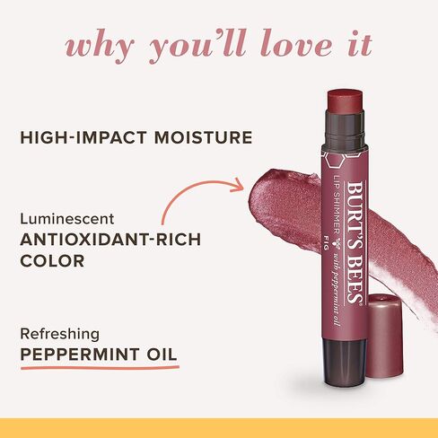 Burt's Bees Shimmer Lip Tint Stocking Stuffers Set, Tinted Lip Balm Stick, Moisturizing for All Day & Lip Tint Balm, Red Dahlia, 2-Pack, Hydrating Shea Butter for a Natural Looking Buildable in Saudi Arabia