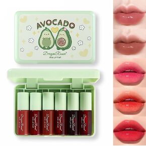 6 Colors Lip Tint Stain Set, Korean Lip Tint Watery Lip Stain Tint Moisturizing Mini Liquid Velvet Matte Lipstick, Multi-use Lip and Cheek Tint, Long lasting Non-Stick Cup Waterproof, Shimmery, Lip Color Makeup