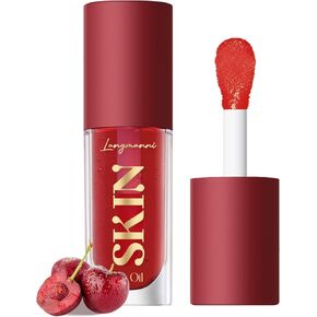 LANGMANNI Moisturizing Lip Oil,No-Sticky Lip Gloss Lip Balm Lip Care,Fruit Flavoured Lip Oil For Dry Lip's Moisturizing Hydrating And Nourishing ((Cherry))