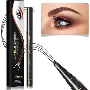 قلم الحواجب قلم الحواجب الدقيقة قلم الحواجب السائل قلم الحواجب الصغير ذو 4 نقاط قلم حواجب طويل الأمد، مقاوم للماء، مقاوم للتلطخ، قلم حواجب دقيق اللون بني داكن in Kuwait