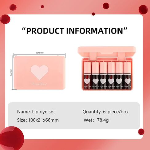 10 Colors Lip Stain Tint Set, Watery Finish Lip Tint Stain Korean Lip Gloss,Multi-use Lip and Cheek Tint,Moisturizing Waterproof Long Wear,High Pigment,Non-Sticky,Non-fading,Vivid Color in Kuwait