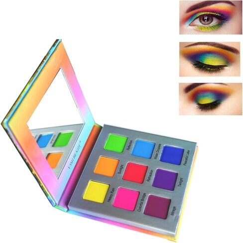 Highly Pigmented Eyeshadow Palette, 9 Color Bright Eye Makeup Palette Colorful Matte Eye Shadow Palettes Long Lasting Waterproof Cruelty-free, Rainbow (Pink) in Saudi Arabia
