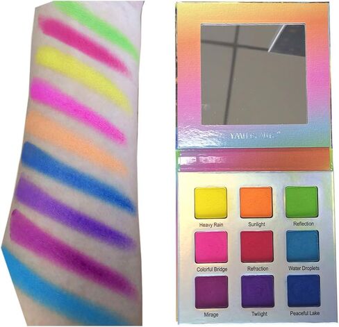 Highly Pigmented Eyeshadow Palette, 9 Color Bright Eye Makeup Palette Colorful Matte Eye Shadow Palettes Long Lasting Waterproof Cruelty-free, Rainbow (Pink) in Saudi Arabia
