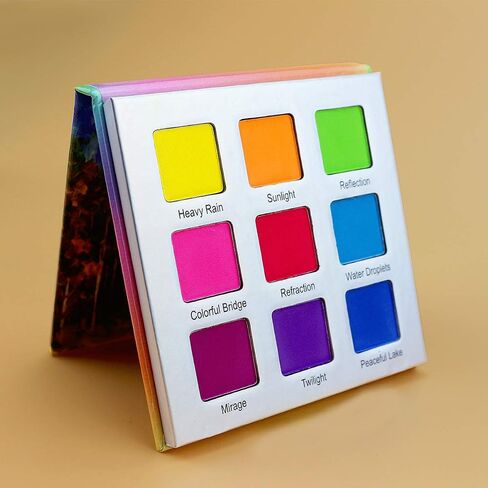 Highly Pigmented Eyeshadow Palette, 9 Color Bright Eye Makeup Palette Colorful Matte Eye Shadow Palettes Long Lasting Waterproof Cruelty-free, Rainbow (Pink) in Saudi Arabia