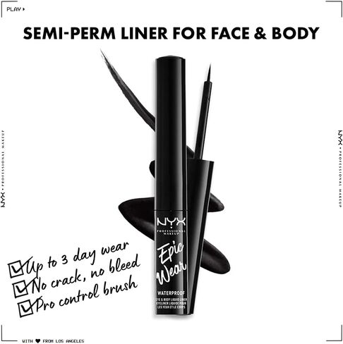 NYX PROFESSIONAL MAKEUP Epic Wear Liquid Liner, Long-Lasting Waterproof Eyeliner - Black in Saudi Arabia