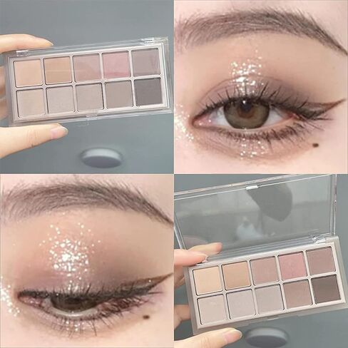 Erinde 10 Colors Eyeshadow Palette Makeup - Matte Shimmer Glitter Eye Shadow, Ultra-Blendable, High Pigmented, Naturing-Looking, Neutral Nude Eyeshadow Pallet with Professional Brush, Peach Color in Kuwait