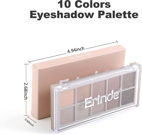 Erinde 10 Colors Eyeshadow Palette Makeup - Matte Shimmer Glitter Eye Shadow, Ultra-Blendable, High Pigmented, Naturing-Looking, Neutral Nude Eyeshadow Pallet with Professional Brush, Peach Color in Kuwait