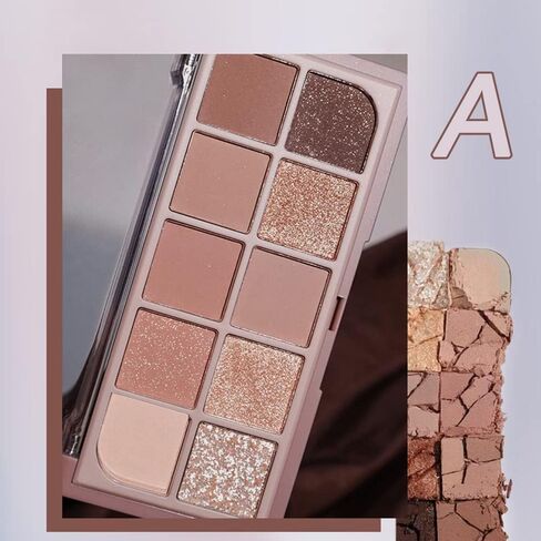 Erinde 10 Colors Eyeshadow Palette Makeup - Matte Shimmer Glitter Eye Shadow, Ultra-Blendable, High Pigmented, Naturing-Looking, Neutral Nude Eyeshadow Pallet with Professional Brush, Peach Color in Kuwait