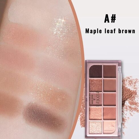 Erinde 10 Colors Eyeshadow Palette Makeup - Matte Shimmer Glitter Eye Shadow, Ultra-Blendable, High Pigmented, Naturing-Looking, Neutral Nude Eyeshadow Pallet with Professional Brush, Peach Color in Kuwait