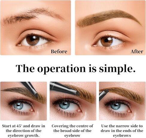 قلم الحواجب قلم الحواجب الدقيقة قلم الحواجب السائل قلم الحواجب الصغير ذو 4 نقاط قلم حواجب طويل الأمد، مقاوم للماء، مقاوم للتلطخ، قلم حواجب دقيق اللون بني داكن in Kuwait