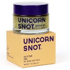 Unicorn Snot Face & Body Glitter - Cosmetic-Grade Holographic Glitter Gel - Glitter Makeup for Festivals, Raves, Anime Cosplay - Safe for Face, Easy Application & Removal, 1.7oz Gold Glitter (Bling)