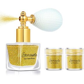 Etercycle Gold Body Glitter Spray, Etercycle Shimmering Spray Powder Sparkle Powder, Cosmetic Shimmer Makeup Glitter for Hair and Body Face Clothes Nail Art Craft Design Easter Crafts