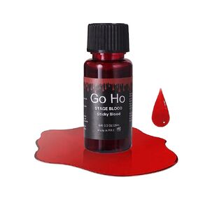 Go Ho Stage دم مزيف قابل للغسل (0.5 أونصة)، دم مزيف صالح للأكل، تأثير واقعي، مكياج دم لزج للعيون يقطر الأسنان، نزيف الأنف، من أجل الهالوين، مكياج مؤثرات خاصة SFX Zombie Vampire، مشرق