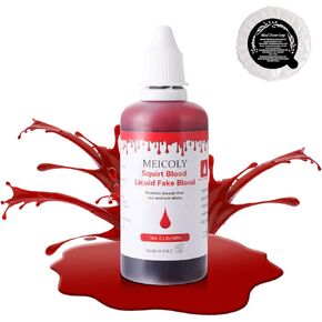 MEICOLY 2.1oz دم بخ، دم مزيف واقعي آمن للأكل مع صابون تنظيف 0.7 أونصة، دم الهالوين السائل للملابس، المسرح، المؤثرات الخاصة، الكوسبلاي، مكياج جرح اللحم المقطوع SFX، داكن