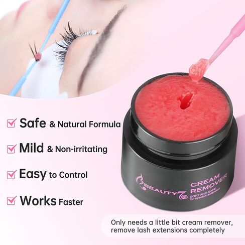 Beauty7 Eyelash Extension Remover Cream Safe Adhesive Bonder Eyelash Glue Remover Lash Remover Fast Dissolution Low Irritation Eyelash Extension Supplies 5g Pink Color in Kuwait
