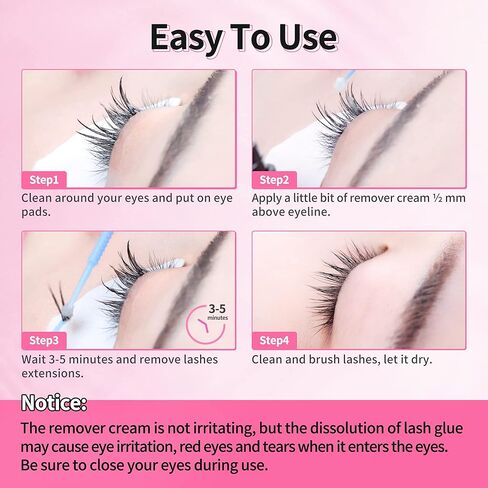 Beauty7 Eyelash Extension Remover Cream Safe Adhesive Bonder Eyelash Glue Remover Lash Remover Fast Dissolution Low Irritation Eyelash Extension Supplies 5g Pink Color in Kuwait