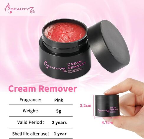 Beauty7 Eyelash Extension Remover Cream Safe Adhesive Bonder Eyelash Glue Remover Lash Remover Fast Dissolution Low Irritation Eyelash Extension Supplies 5g Pink Color in Kuwait