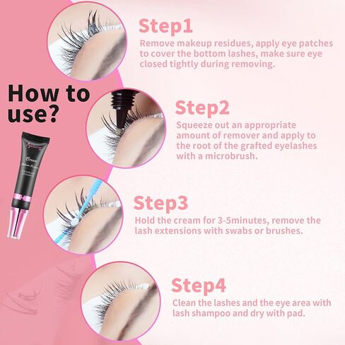 Beauty7 Eyelash Extension Remover Cream Safe Adhesive Bonder Eyelash Glue Remover Lash Remover Fast Dissolution Low Irritation Eyelash Extension Supplies 5g Pink Color in Kuwait