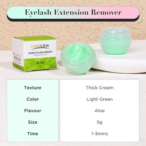 LASHVIEW Eyelash Extension Remover Cream, Eyelash Adhesive Remover, Professional Eyelash Extensions Remover for Salon(ALOE 0.51fl.oz/15ml) in Saudi Arabia