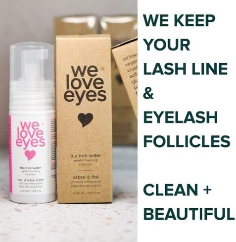We Love Eyes - 100% Oil Free Tea Tree Water Eyelid Foaming Cleanser - For Eyelash Extension Home Care, Extend Lash Retention, Non-Irritating Formula in Kuwait