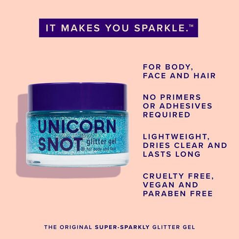 Unicorn Snot Face & Body Glitter - Cosmetic-Grade Holographic Glitter Gel - Glitter Makeup for Festivals, Raves, Anime Cosplay - Safe for Face, Easy Application & Removal, 1.7oz Gold Glitter (Bling) in Saudi Arabia