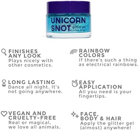 Unicorn Snot Face & Body Glitter - Cosmetic-Grade Holographic Glitter Gel - Glitter Makeup for Festivals, Raves, Anime Cosplay - Safe for Face, Easy Application & Removal, 1.7oz Gold Glitter (Bling) in Saudi Arabia
