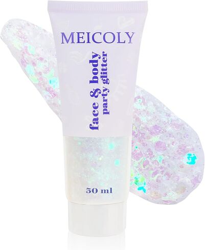 MEICOLY Blue Face Body Glitter,Patriotic Veterans Day Independence Day Sparkle 4th of July Pride Face Paint Makeup,Festival Rave Accessories Sparkling Mermaid Body Glitter Gel for Women,50ml in Saudi Arabia