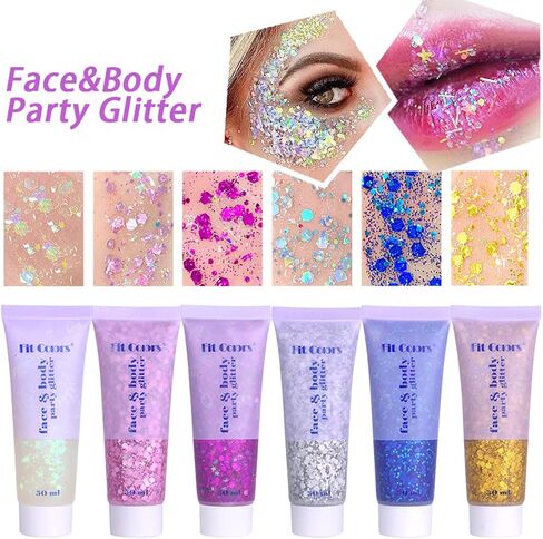 MEICOLY Blue Face Body Glitter,Patriotic Veterans Day Independence Day Sparkle 4th of July Pride Face Paint Makeup,Festival Rave Accessories Sparkling Mermaid Body Glitter Gel for Women,50ml in Saudi Arabia