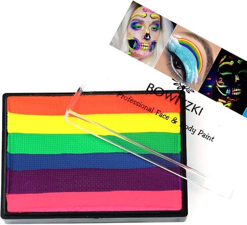 Bowitzki 50g Water Activated Eyeliner Retro Graphic Hydra Eye Liner Makeup UV Glow Fluorescent Cake Aqua Color Split Cakes Neon Rainbow Face Paints Body Painting for Halloween Christmas Pride (UV Rainbow) in Saudi Arabia