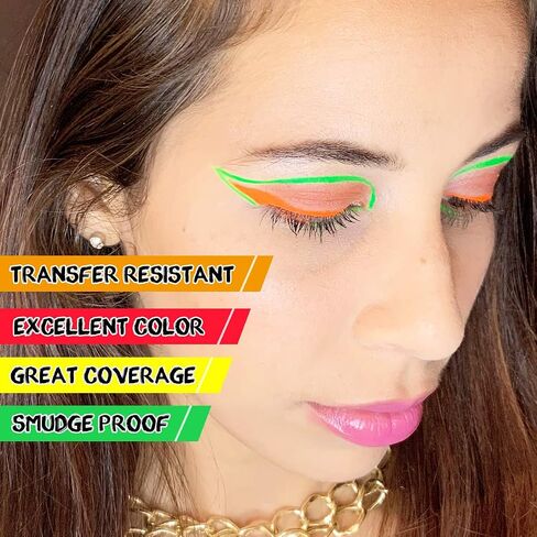 Bowitzki 50g Water Activated Eyeliner Retro Graphic Hydra Eye Liner Makeup UV Glow Fluorescent Cake Aqua Color Split Cakes Neon Rainbow Face Paints Body Painting for Halloween Christmas Pride (UV Rainbow) in Saudi Arabia