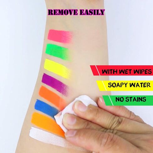 Bowitzki 50g Water Activated Eyeliner Retro Graphic Hydra Eye Liner Makeup UV Glow Fluorescent Cake Aqua Color Split Cakes Neon Rainbow Face Paints Body Painting for Halloween Christmas Pride (UV Rainbow) in Saudi Arabia