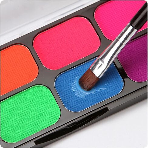 طلاء الوجه MEICOLY Glow UV Blacklight، 8 ألوان زاهية من لوحة طلاء الجسم الفلورسنت النيون، محدد عيون منشط بالماء، مكياج مائي يتوهج في الظلام الهالوين قابل للغسل للأطفال والكبار in Kuwait