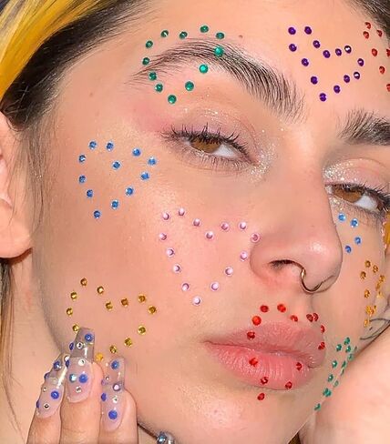 6 Sheets Face Jewels Face Gems Stick On, Self Adhesive Rhinestones for Makeup Rave Accessories for Festival Holiday Costumes in Saudi Arabia