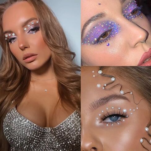 6 Sheets Face Jewels Face Gems Stick On, Self Adhesive Rhinestones for Makeup Rave Accessories for Festival Holiday Costumes in Saudi Arabia