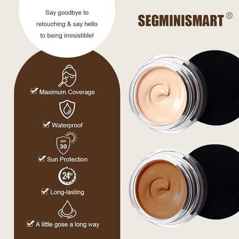 غطاء تاتو مقاوم للماء، كونسيلر للبقع الداكنة والندبات والوحمات البهاق، مكياج لتغطية الندبات مقاوم للماء، مكياج لتغطية الوشم، غطاء مكياج الجسم للرجال والنساء (2×30 مل) in Kuwait